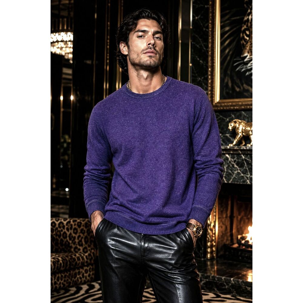 Roberto Just Cavalli Blue Purple Pullover Sweater Top  Mens Size Large